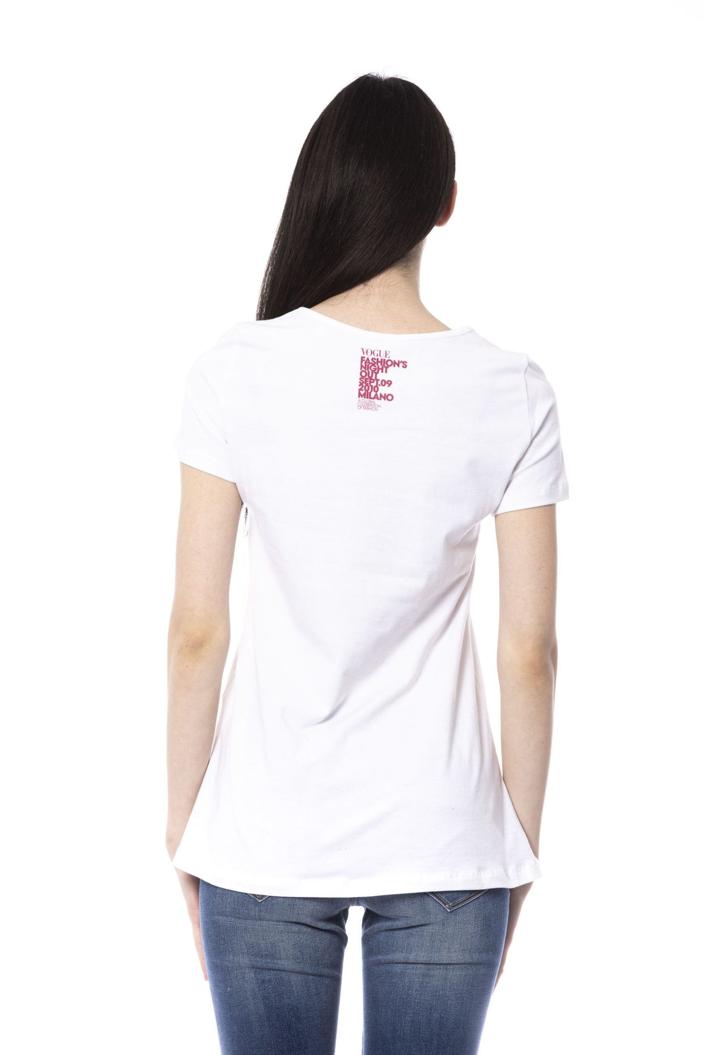 White Cotton Women T-Shirt