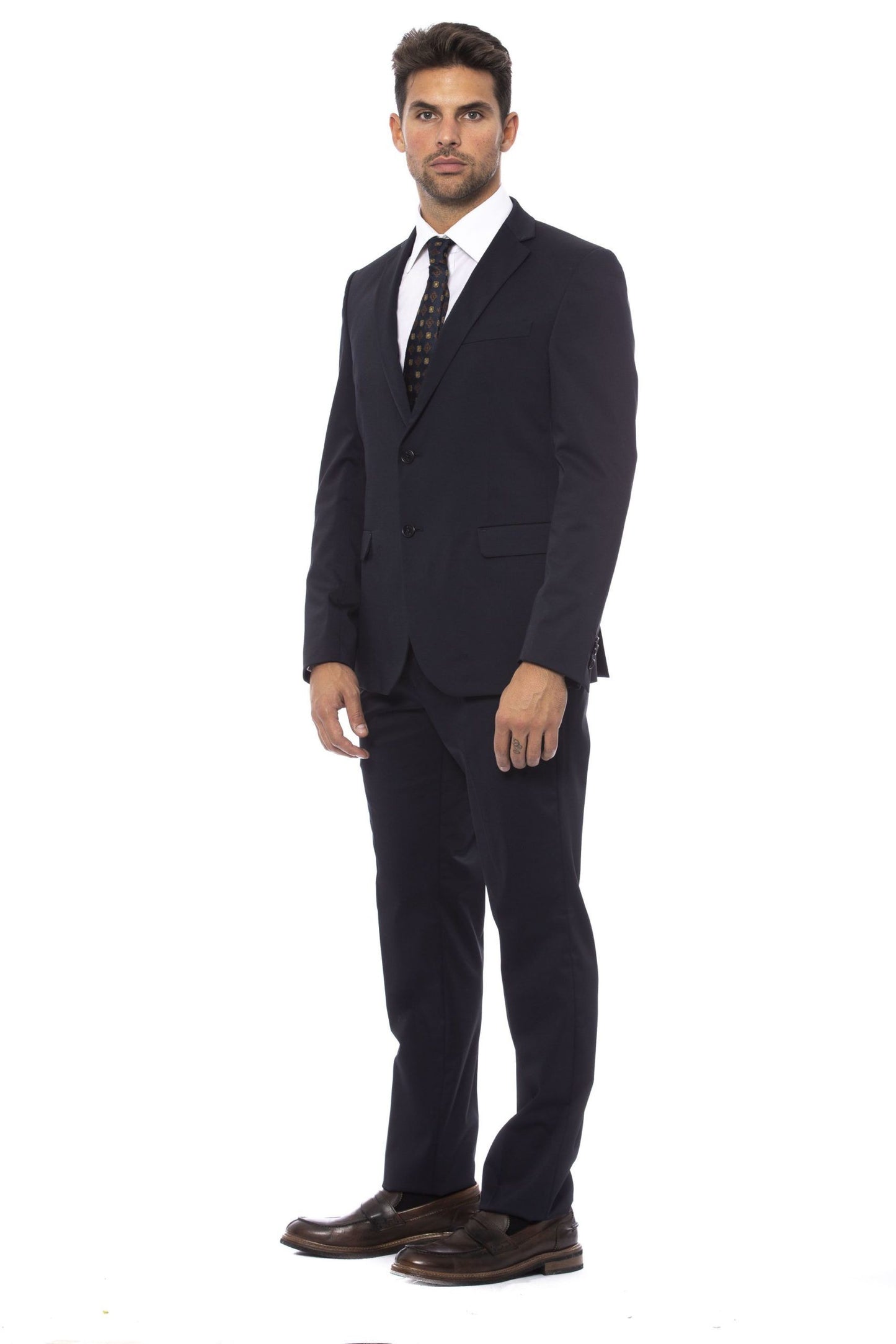 Blue Cotton Men Suit