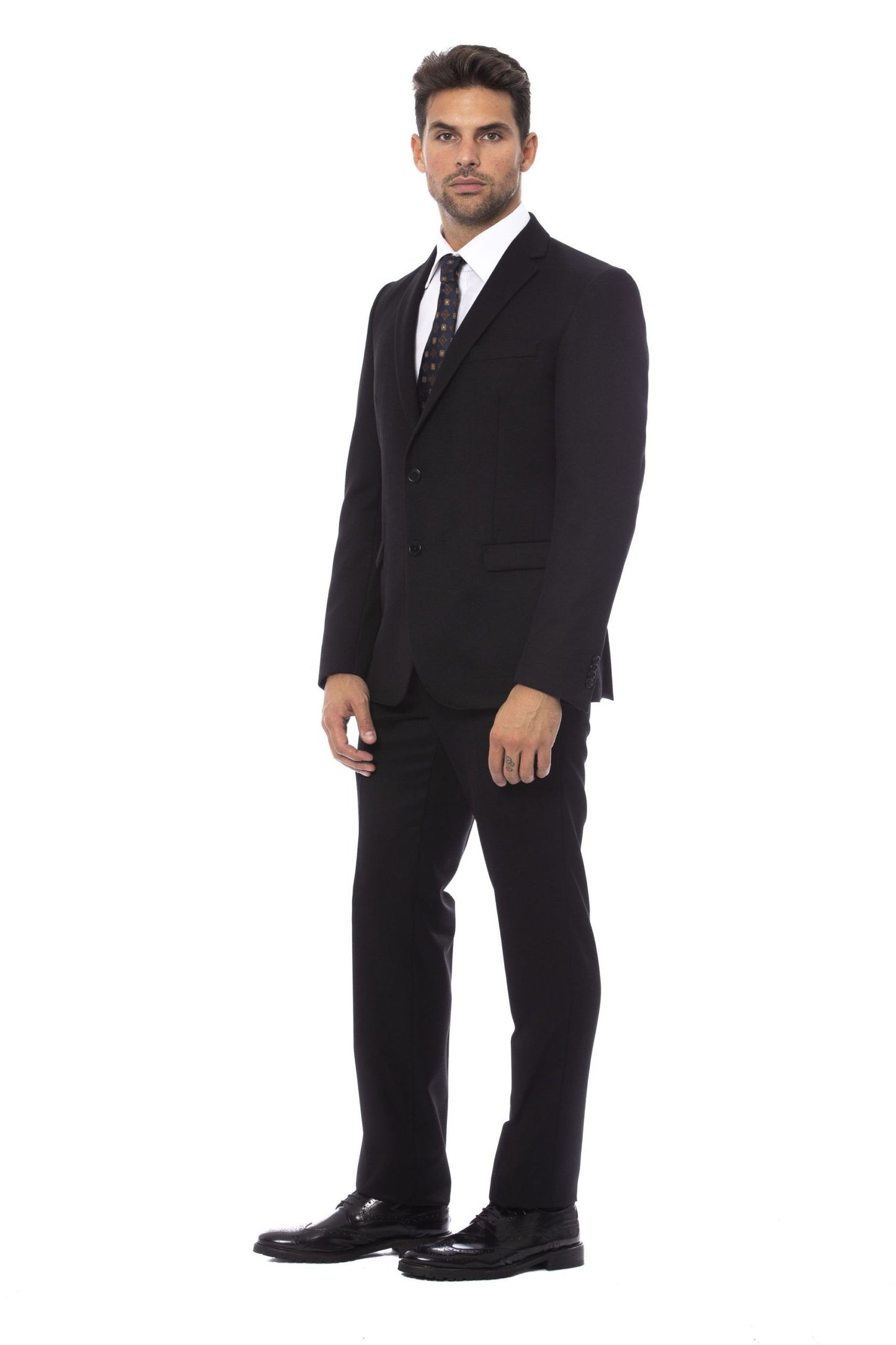 Black Cotton Men Suit