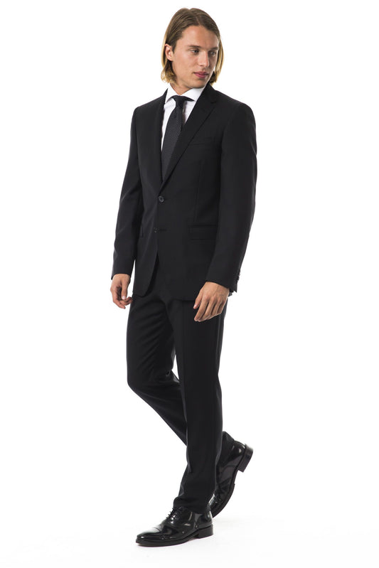Black Virgin Wool Men Suit