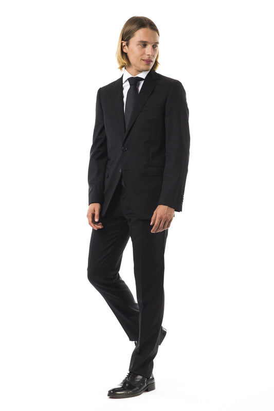 Black Virgin Wool Men Suit