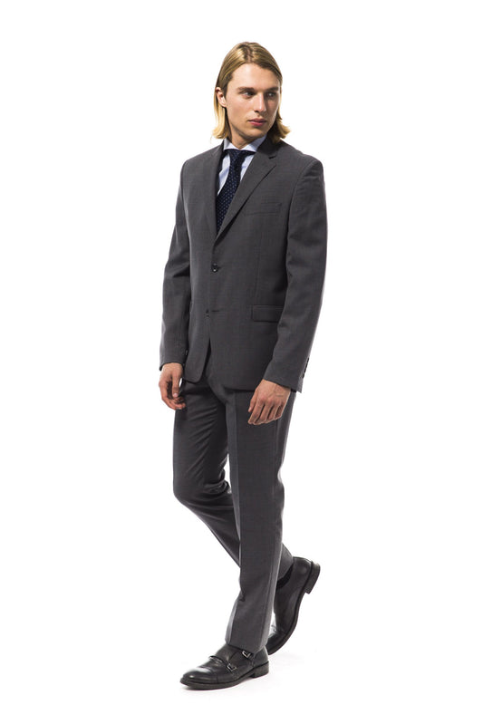Gray Virgin Wool Men Suit
