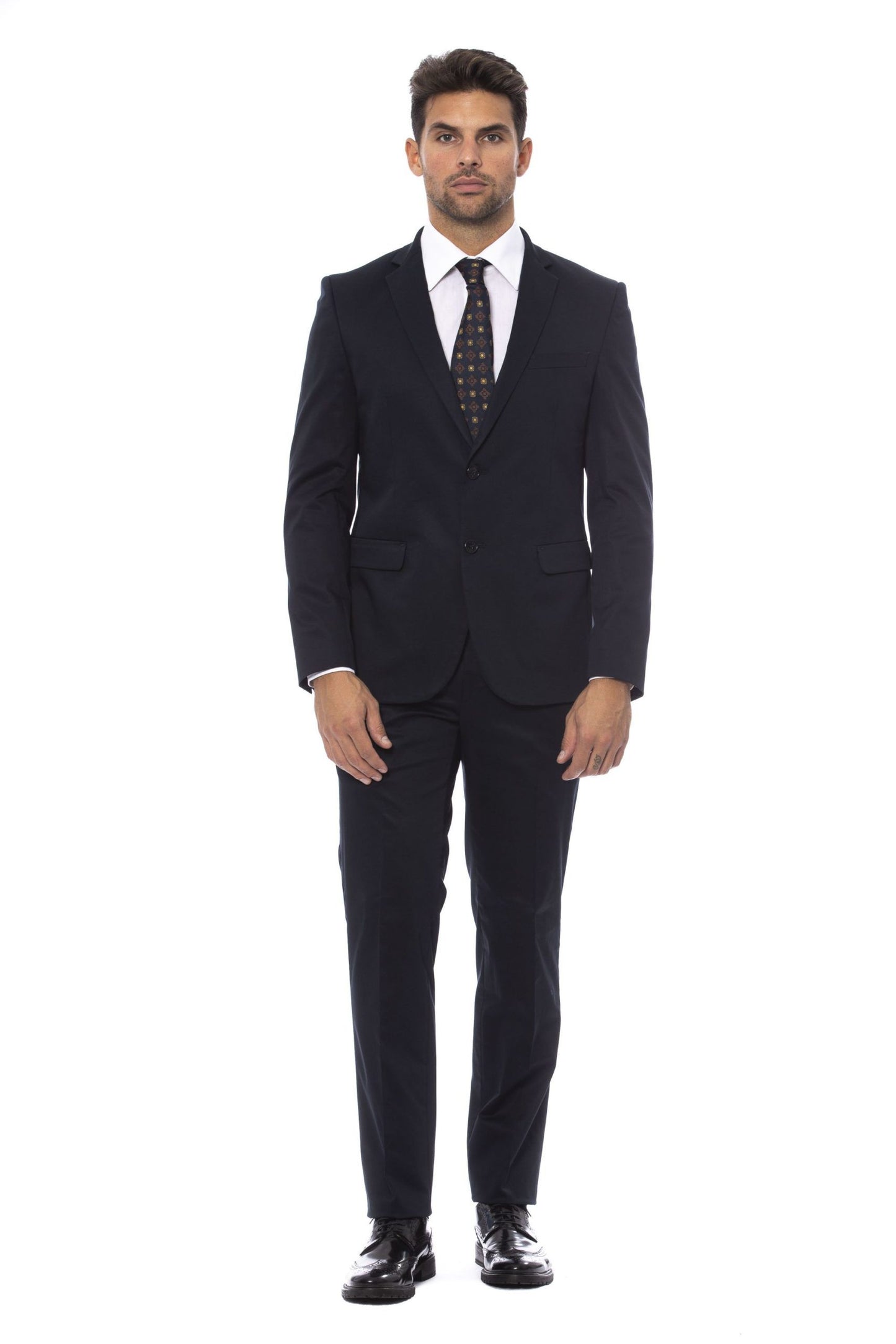 Blue Cotton Men Suit