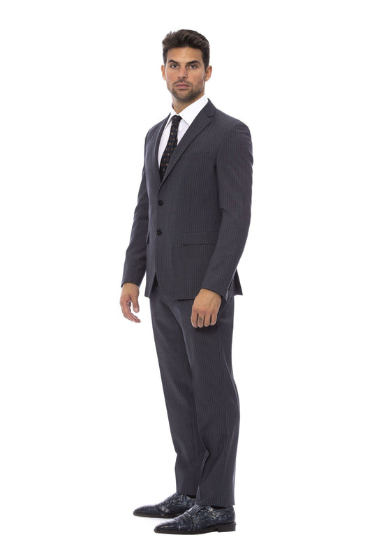 Blue Wool Men Suit