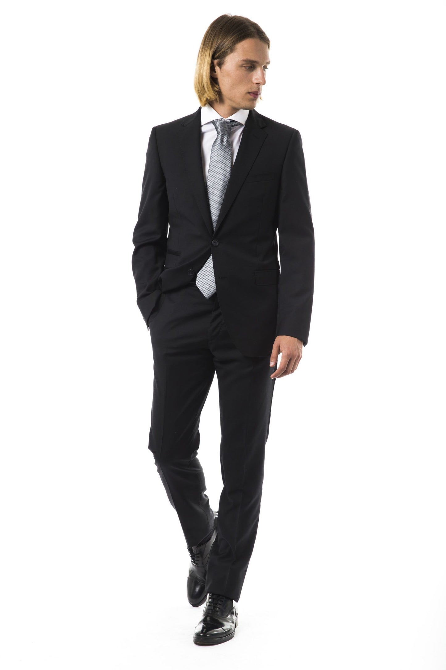 Black Virgin Wool Men's Suit