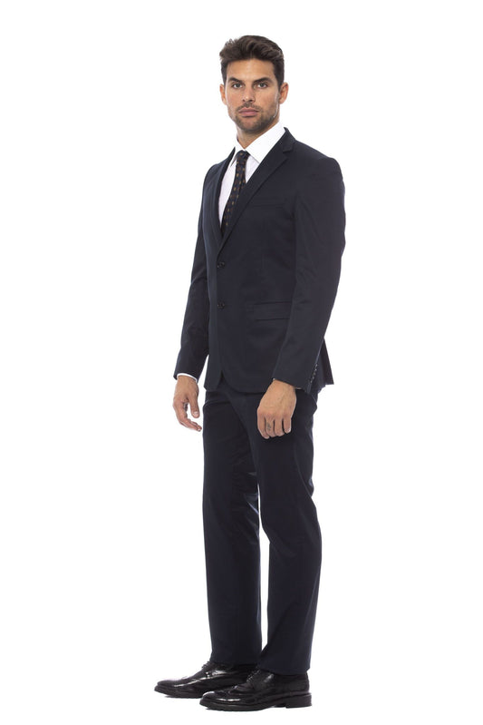 Blue Cotton Men Suit