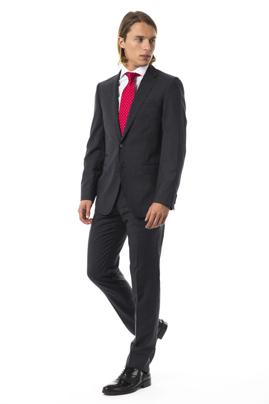 Gray Virgin Wool Men Suit