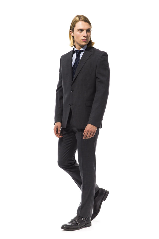 Gray Virgin Wool Men Suit