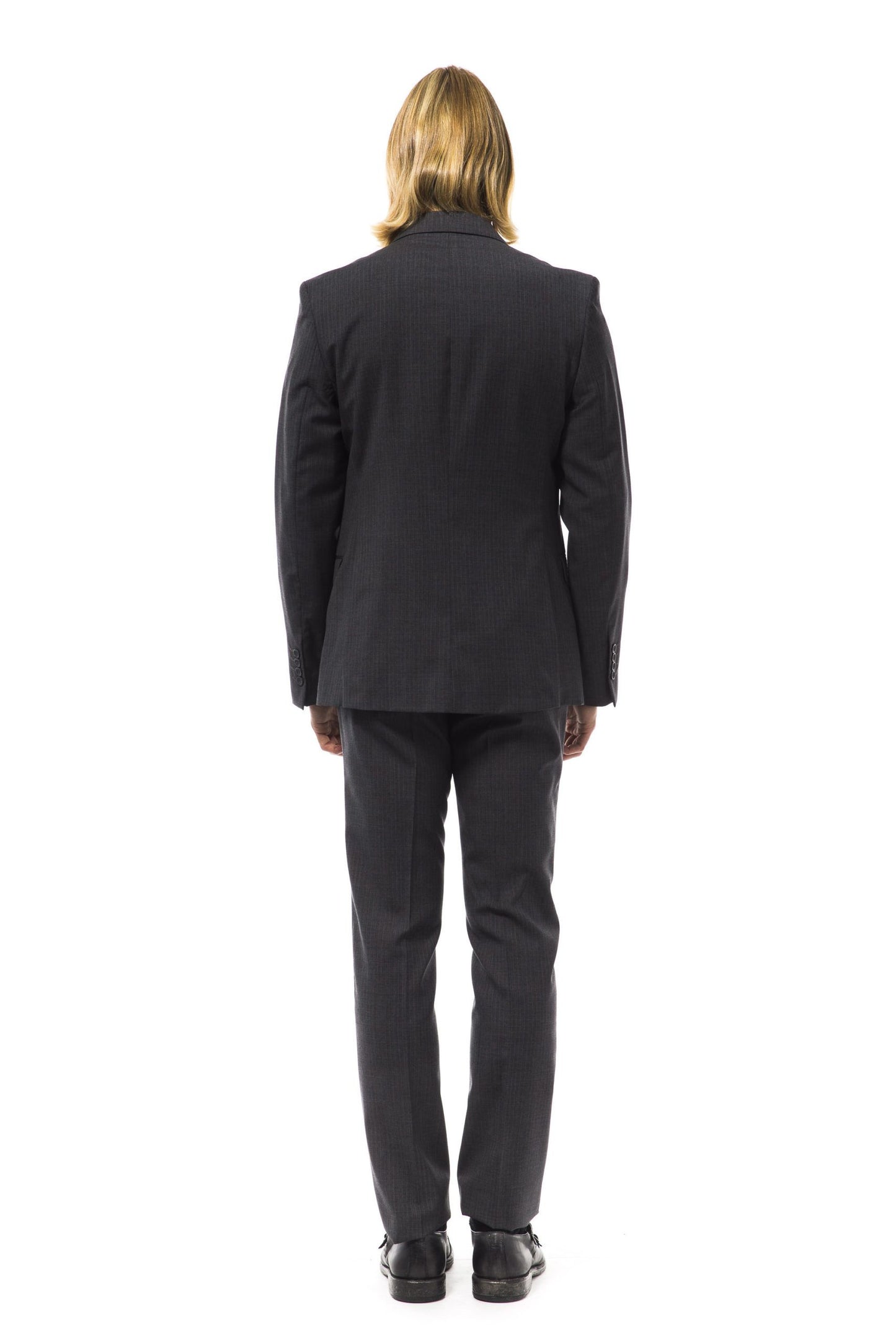 Gray Virgin Wool Men Suit