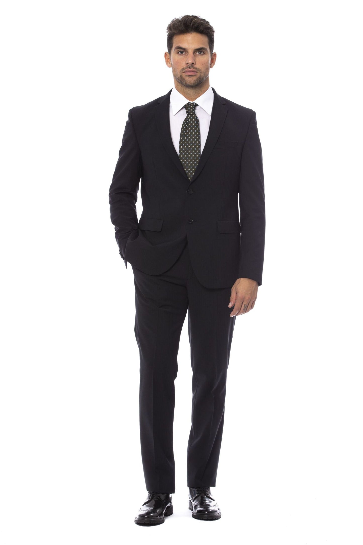 Black Wool Blend Men Suit