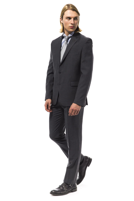 Gray Virgin Wool Men Suit