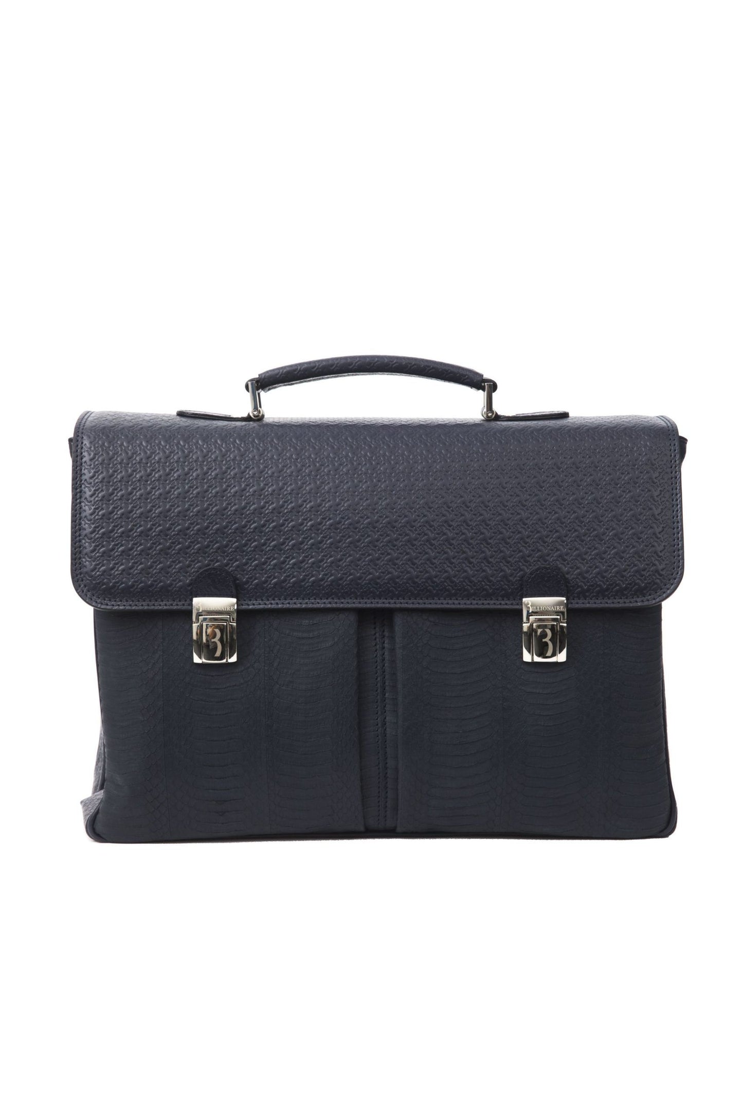 Blue Leather Men Briefcase