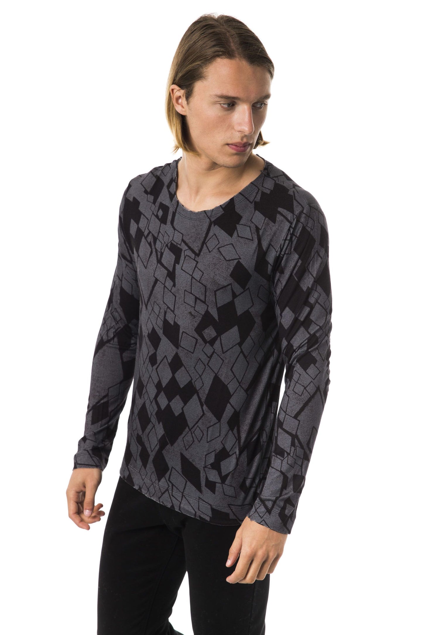 Black Viscose Men T-Shirt