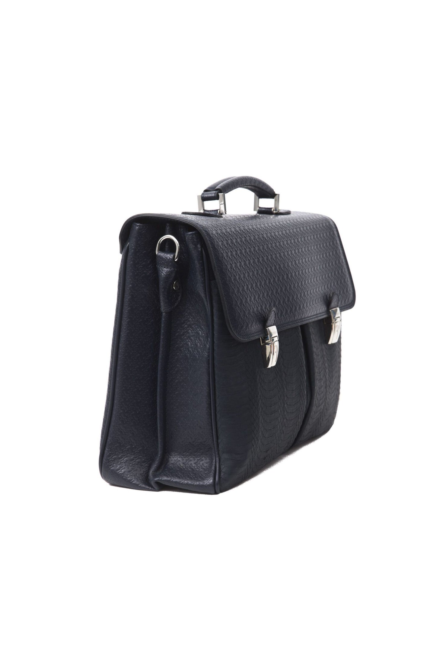 Blue Leather Men Briefcase