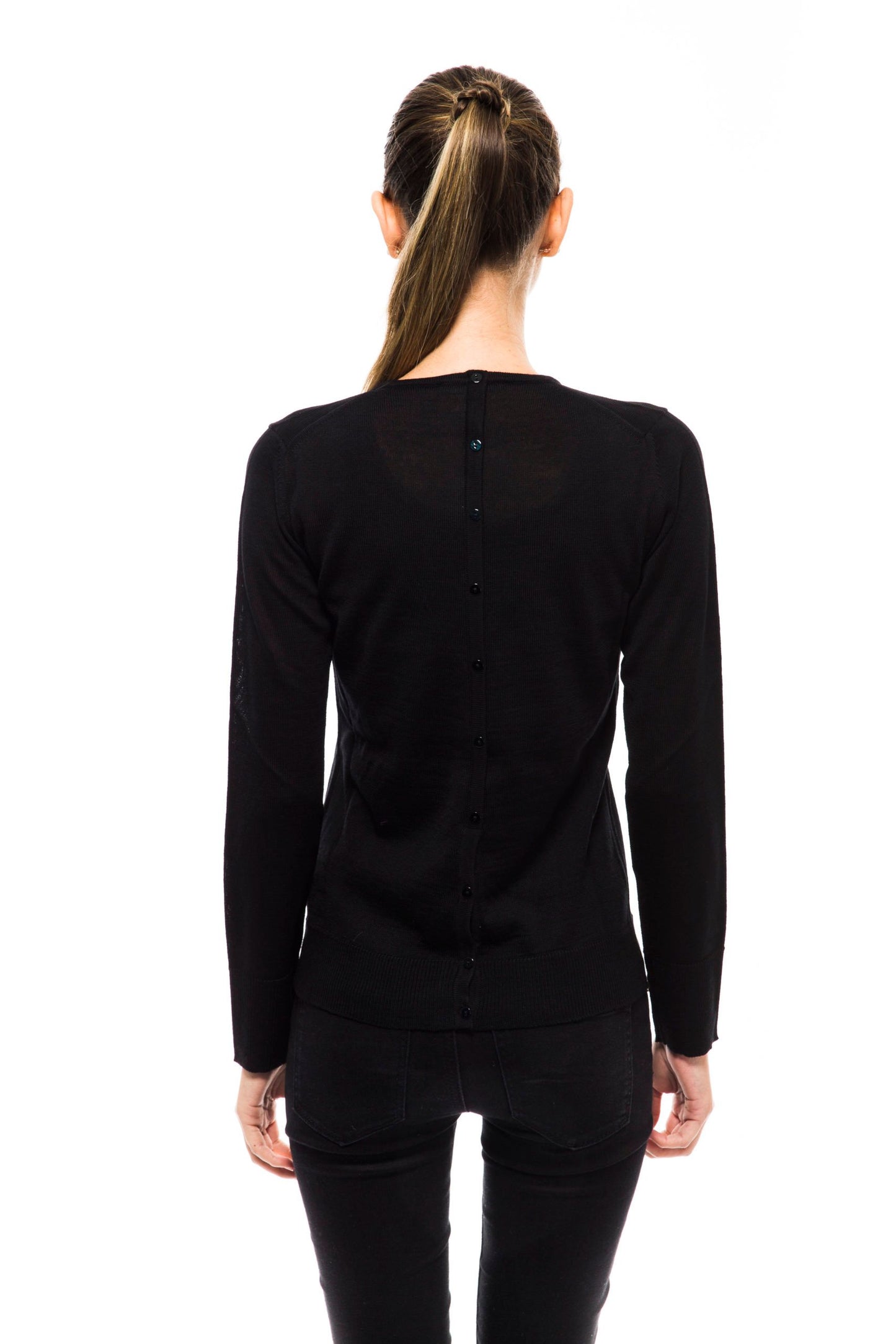Black Wool Women Cardigan