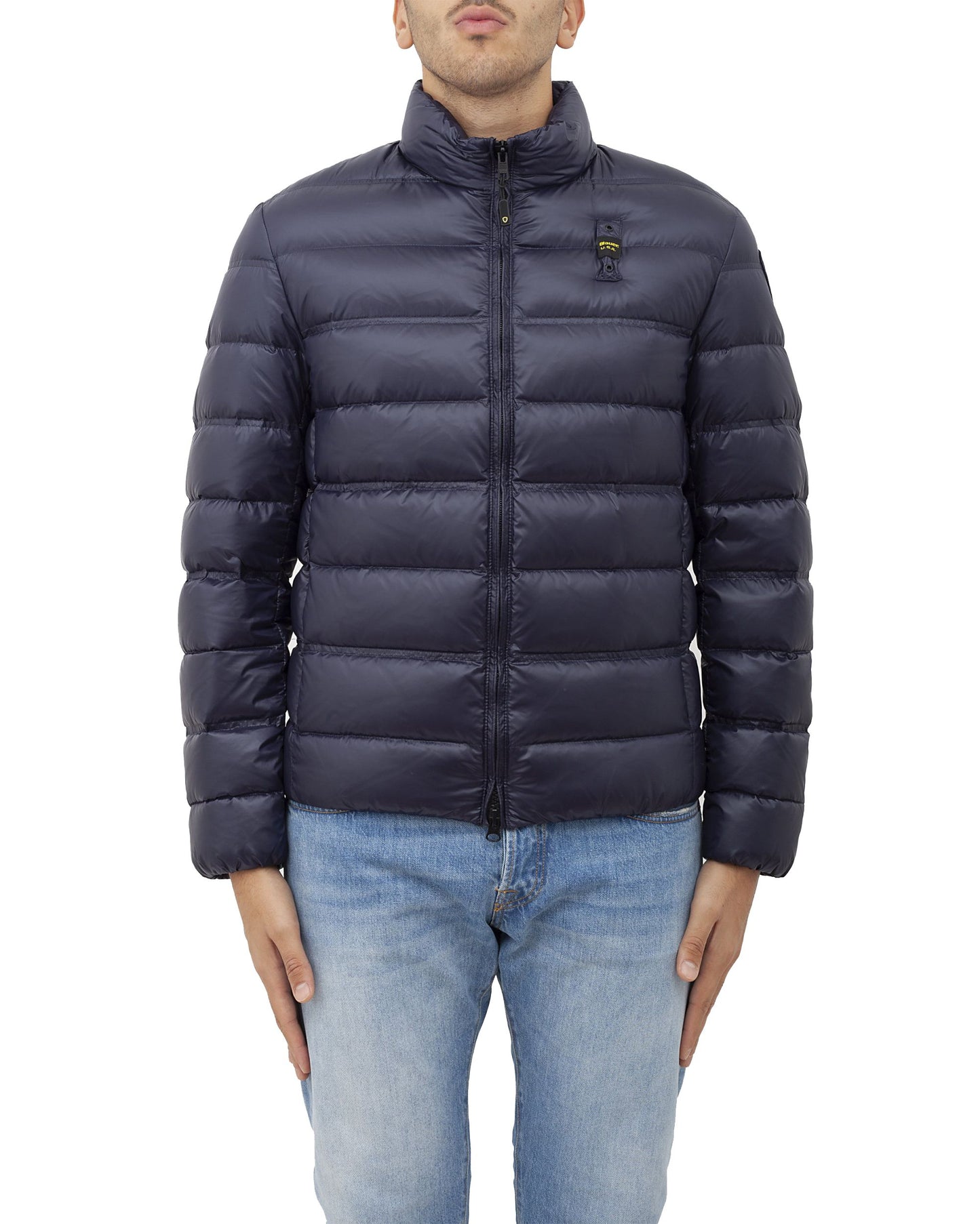 Blue Nylon Men Jacket