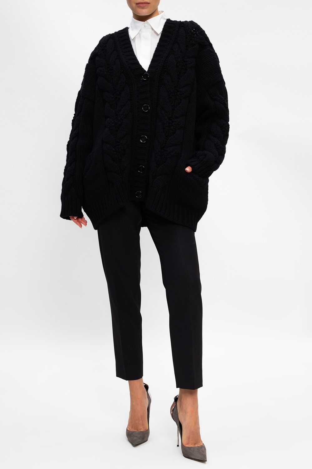 Black Wool Women Cardigan