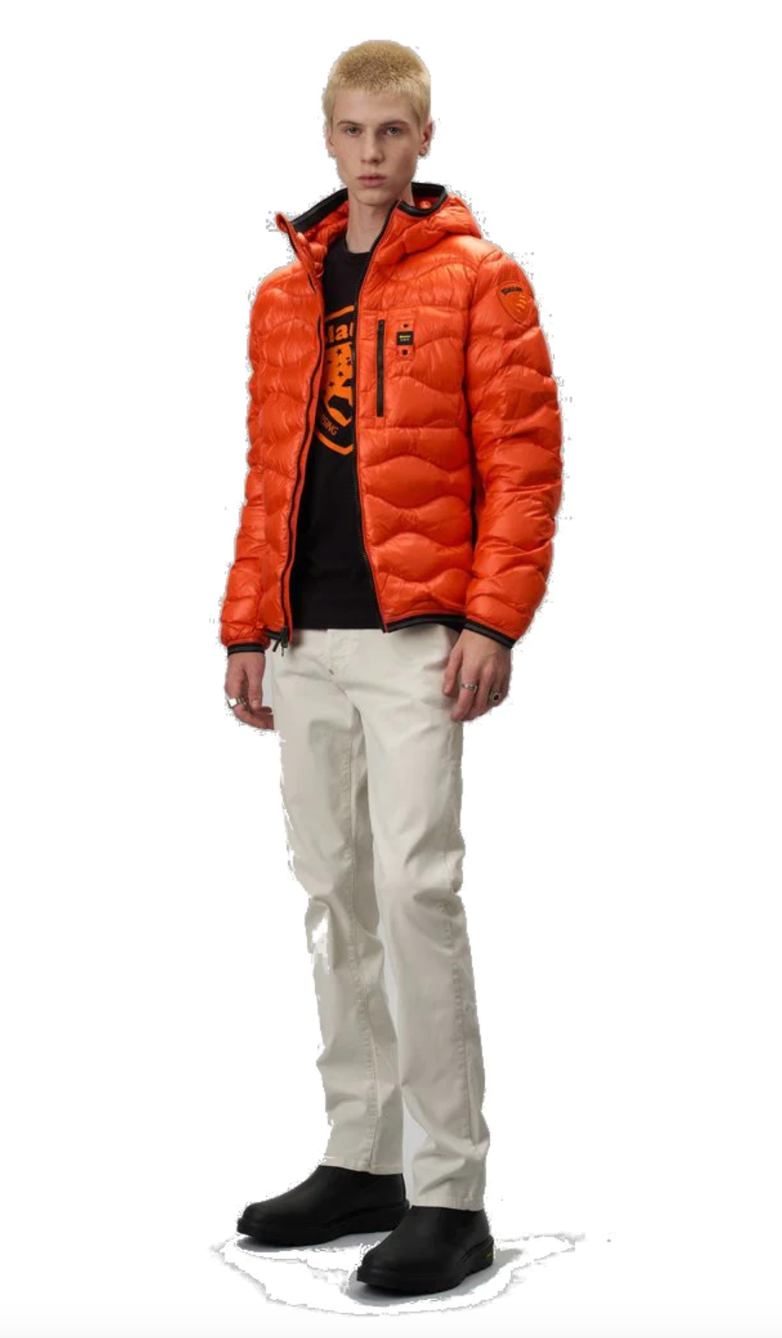 Orange Nylon Men Jacket