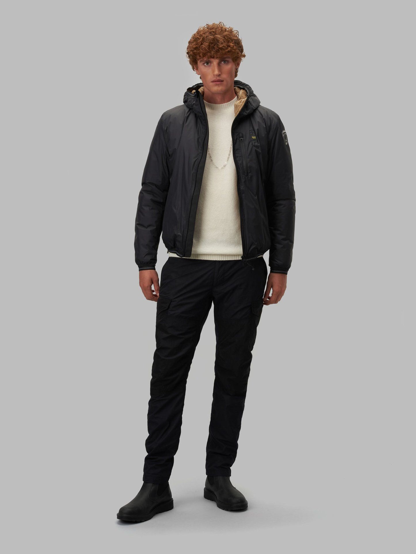 Black Nylon Men Jacket
