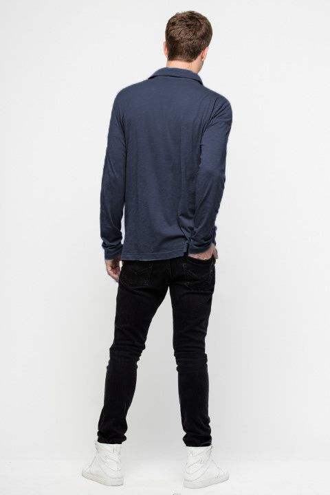 Blue Cotton Men Polo Shirt