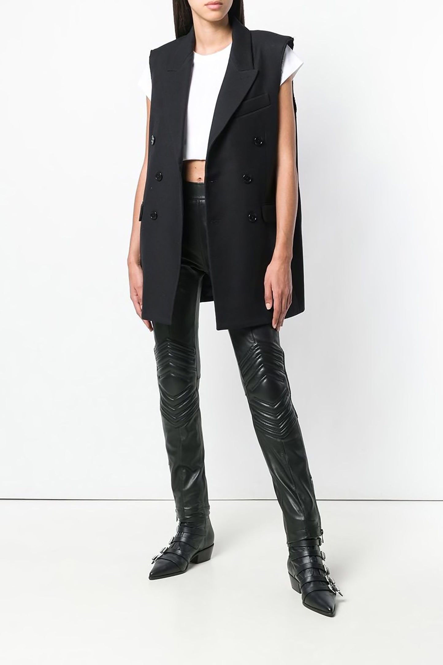 Black Lambskin Women Trouser