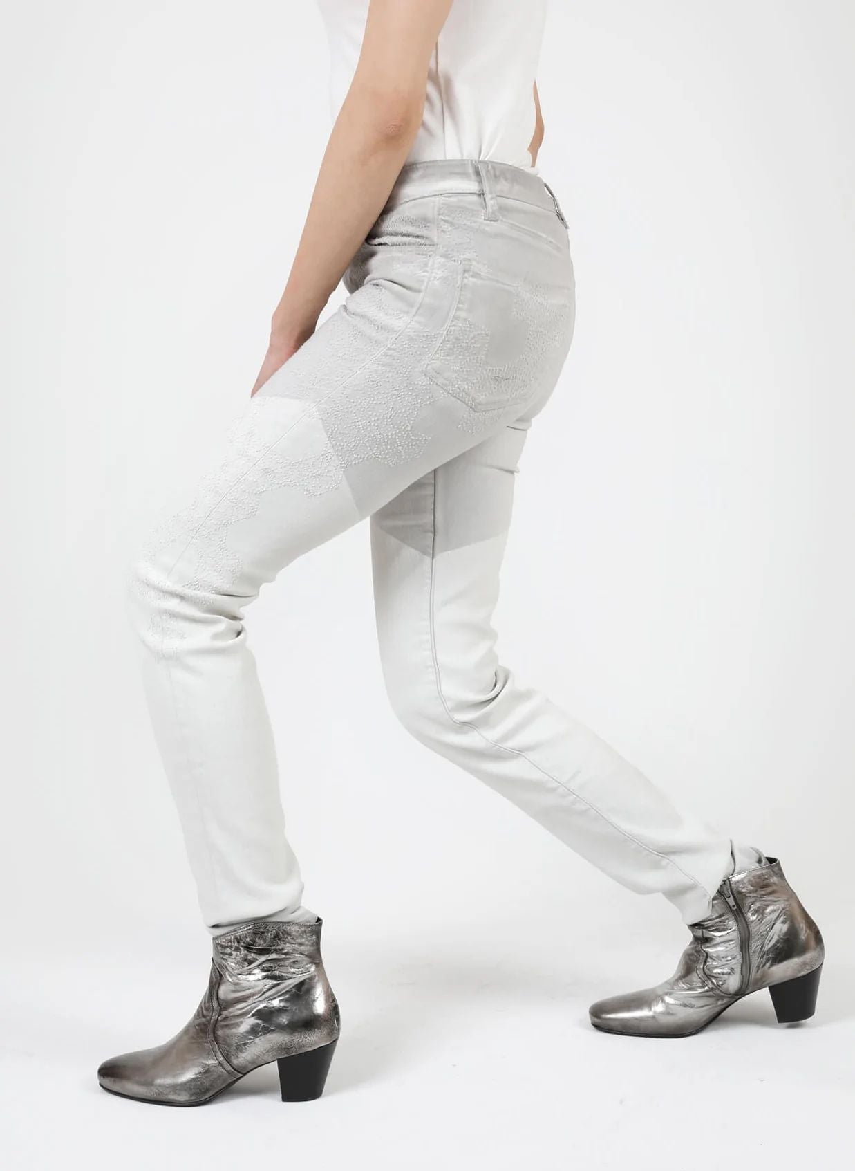 White Cotton Women Trouser