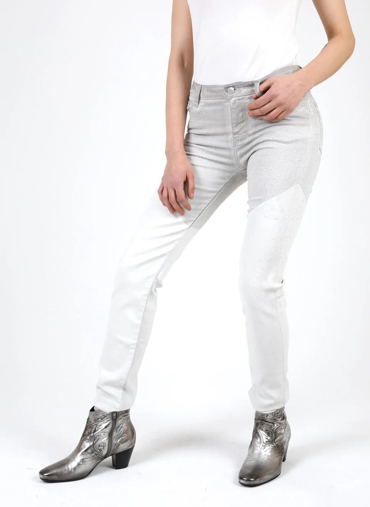 White Cotton Women Trouser