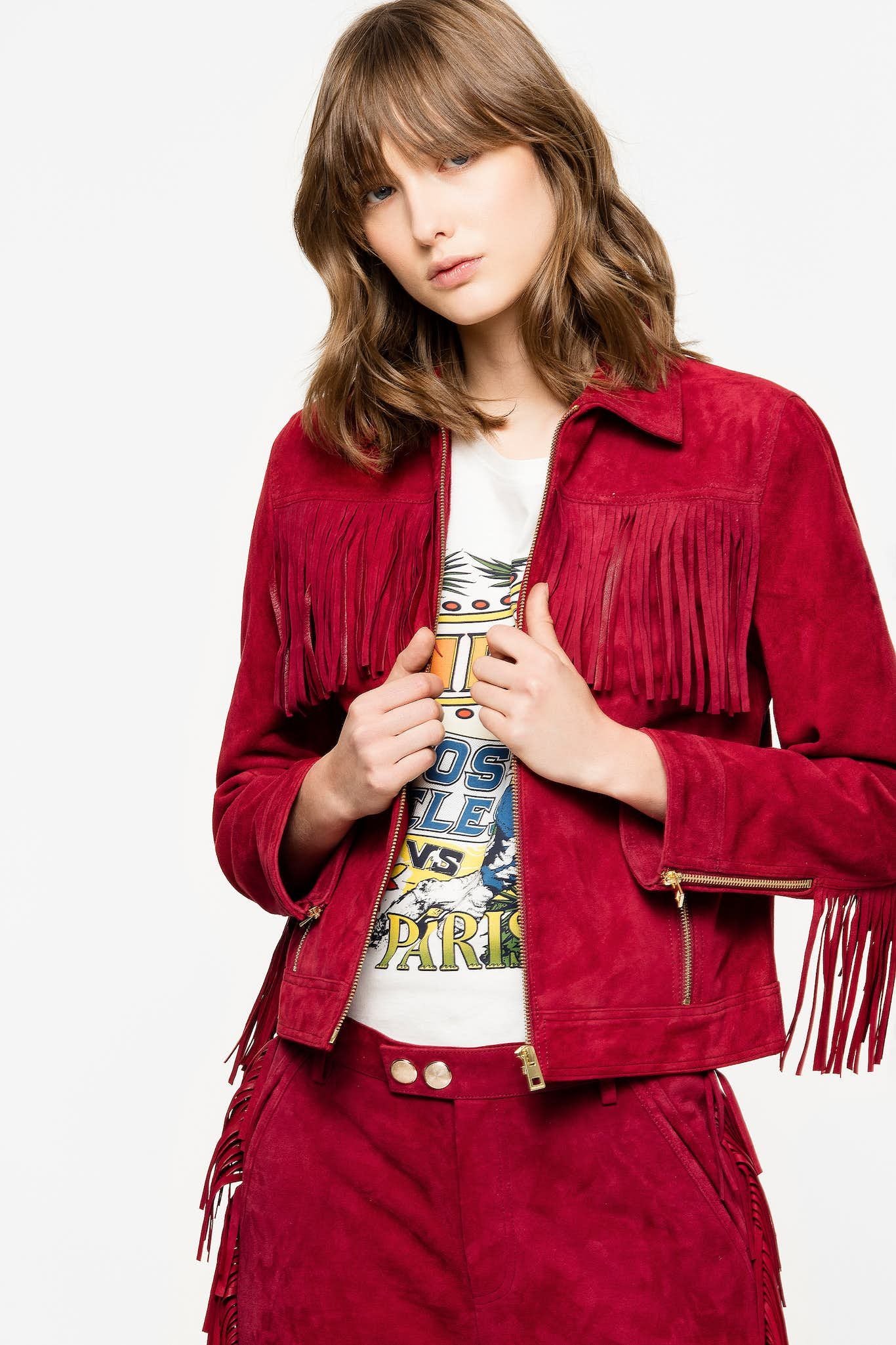 Red Goat Leather Women Jacket
