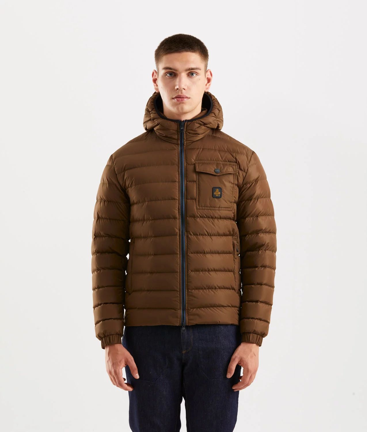 Brown Nylon Men Jacket