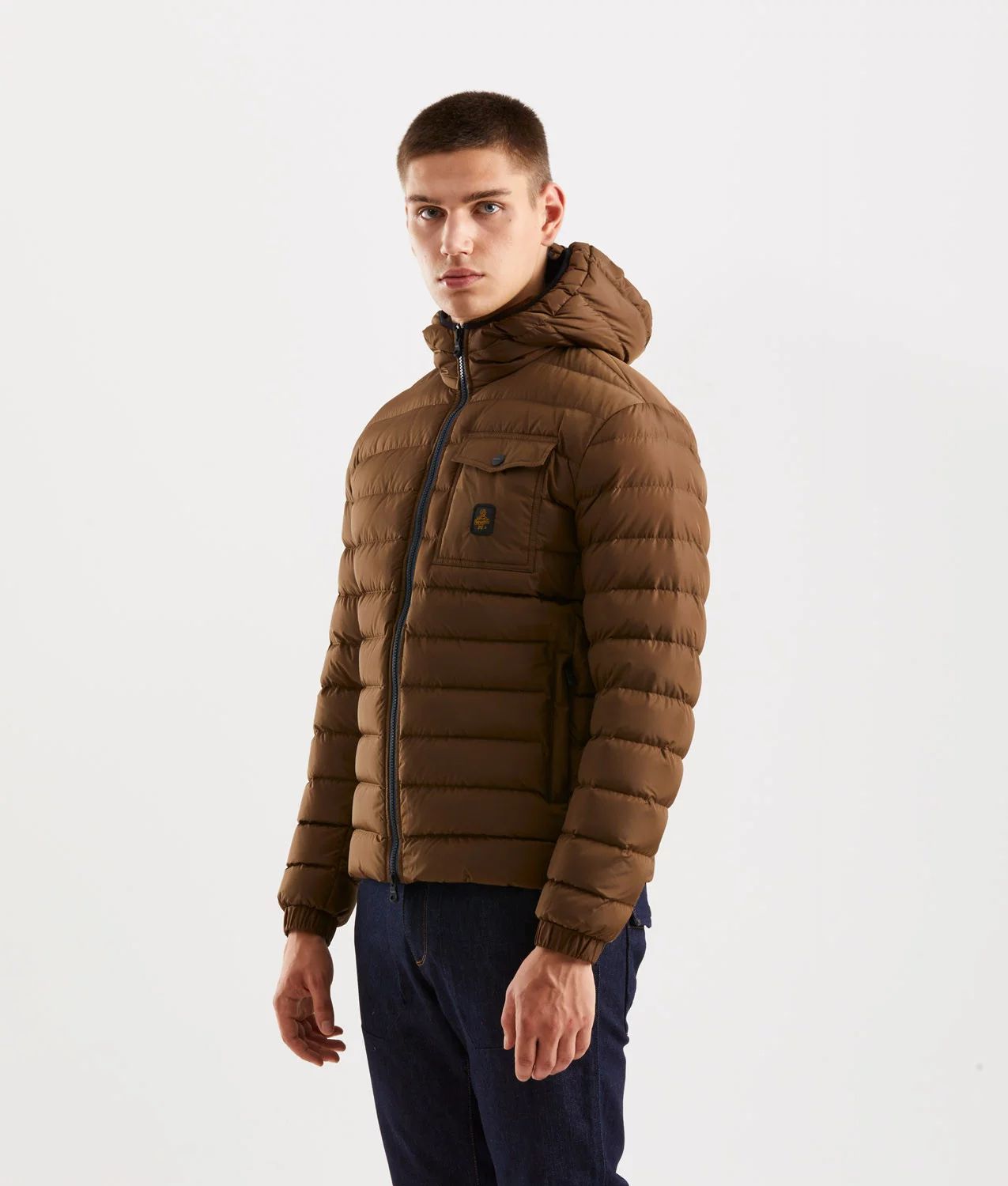 Brown Nylon Men Jacket