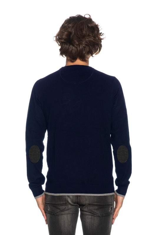 Blue Viscose Men Sweater