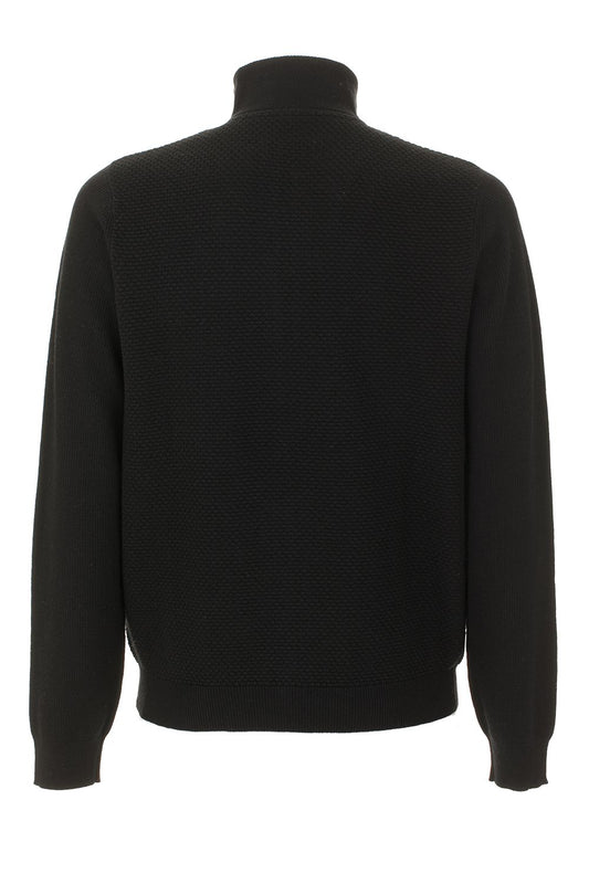 Black Cotton Men Sweater