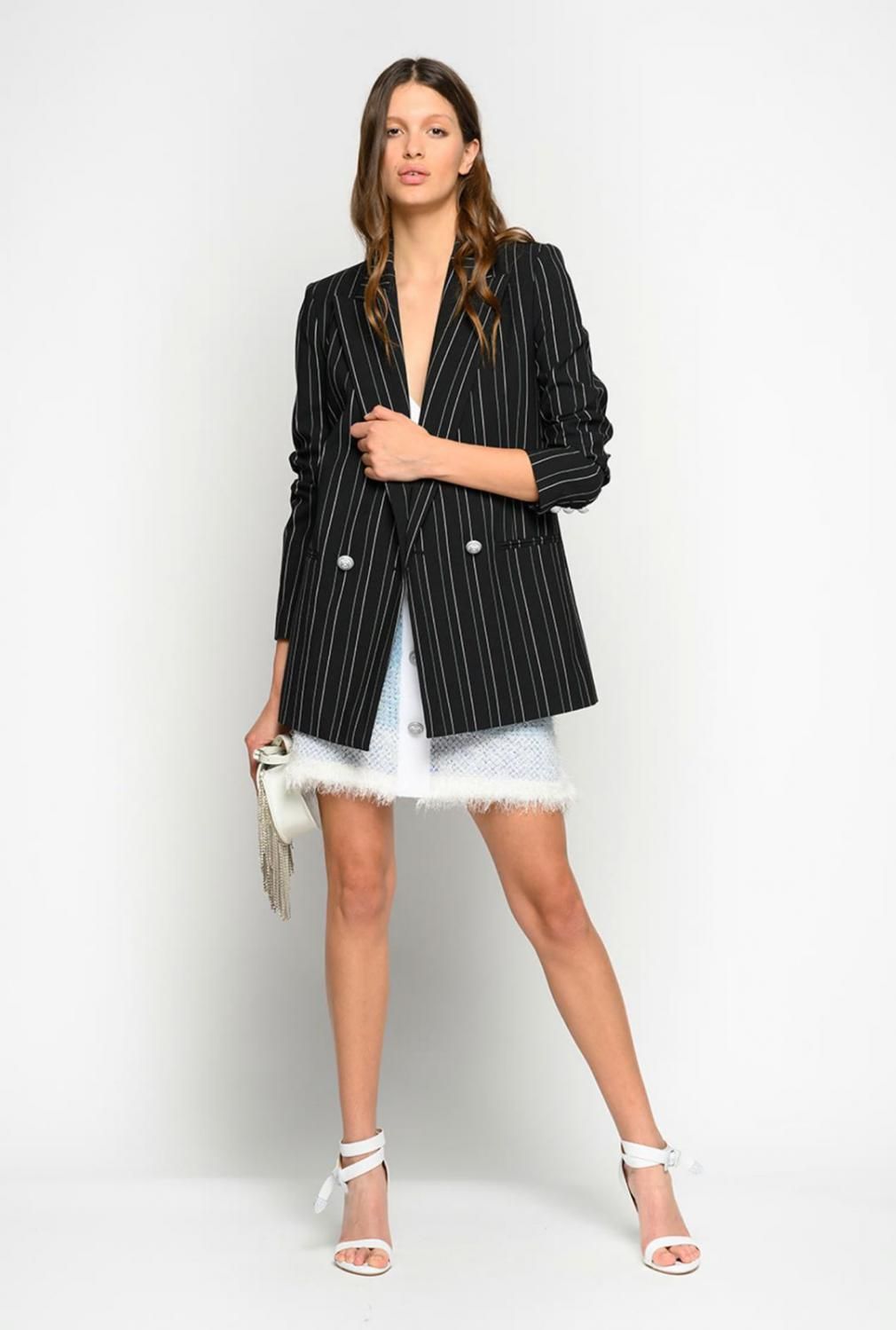 Black Polyester Women Blazer