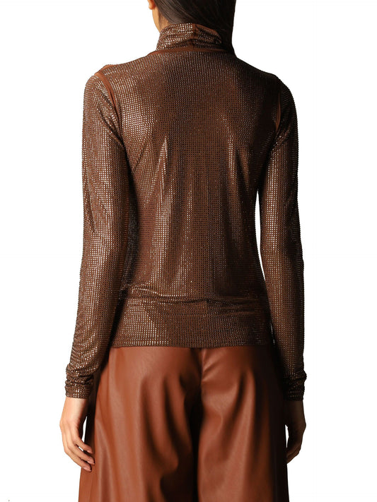 Brown Polyester Women Sweater