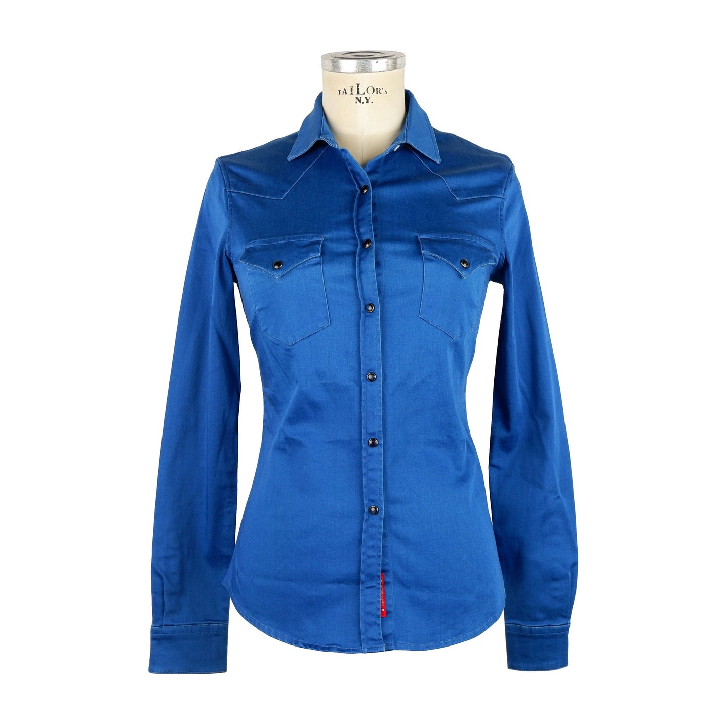 Blue Cotton Women Shirt