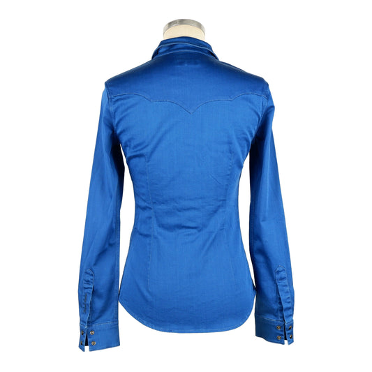Blue Cotton Women Shirt