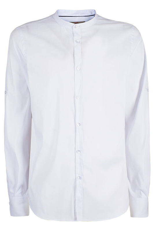 Elegant White Mandarin Collar Shirt for Men