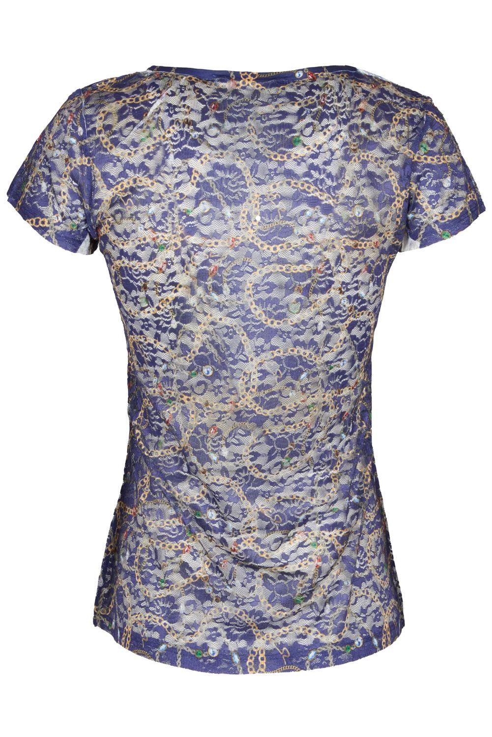 Blue Polyester Women T-Shirt