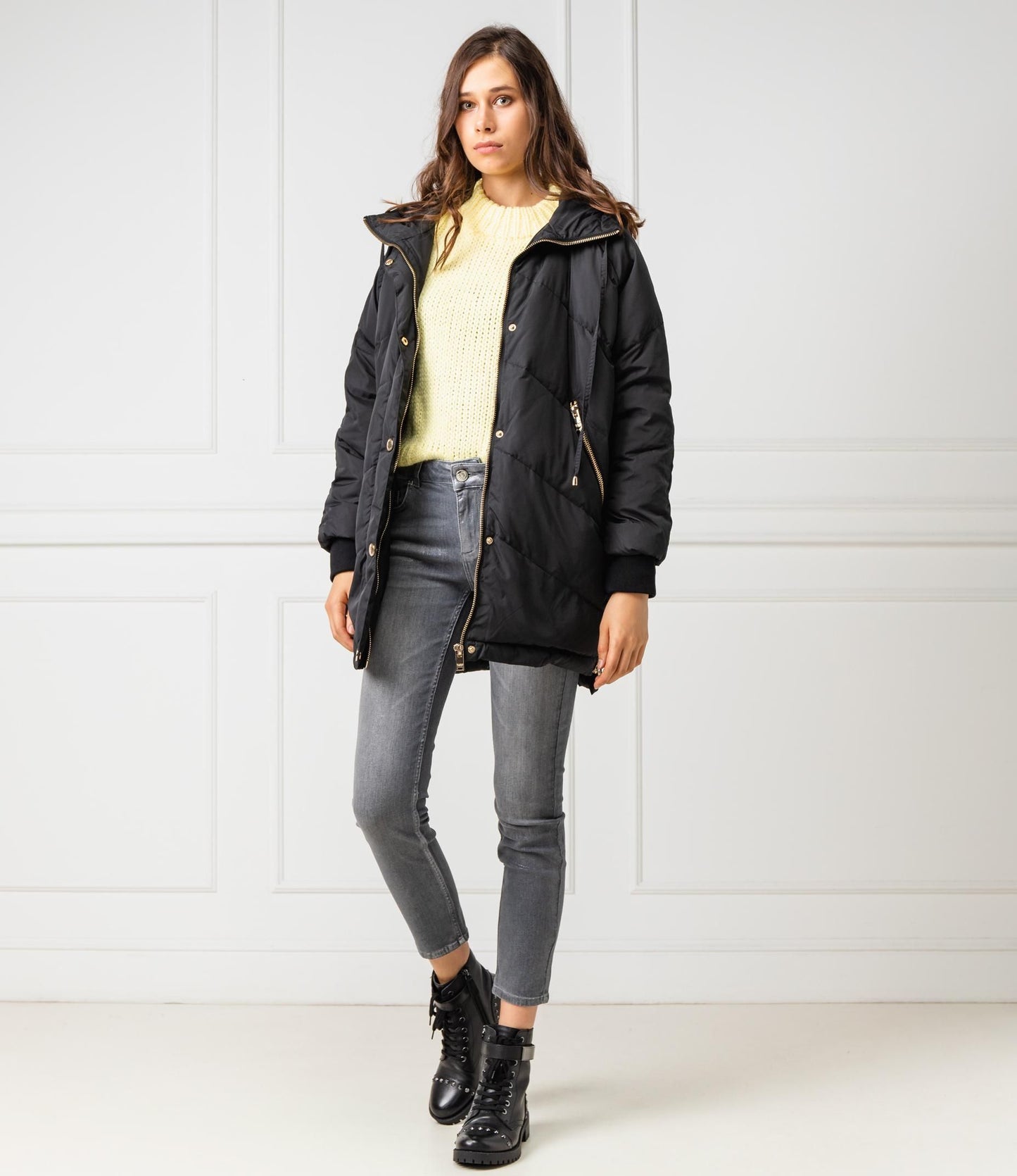 Black Polyester Women Jacket