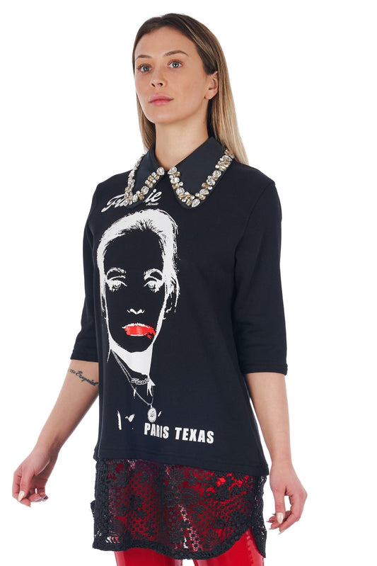 Black Cotton Women Sweater