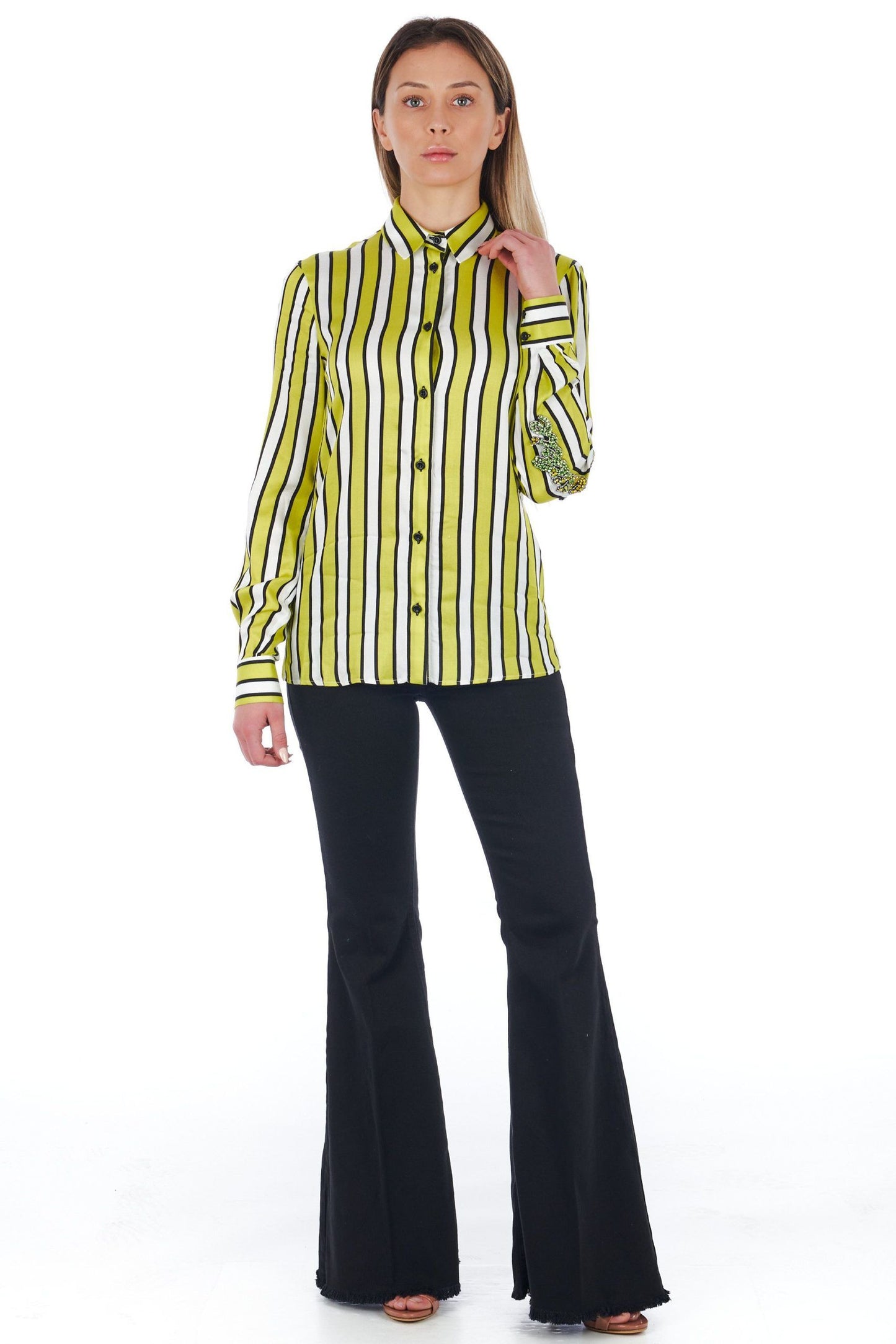 Green Viscose Women Shirt