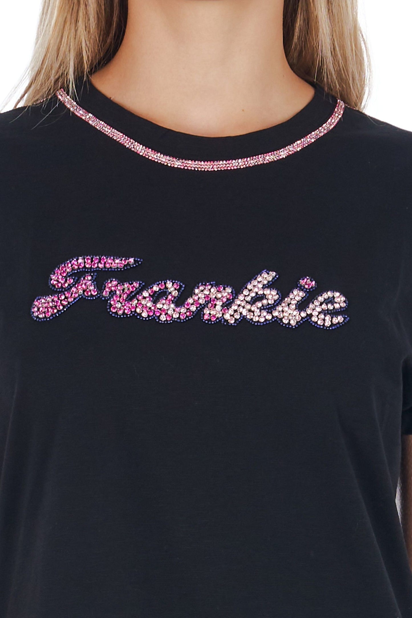 "Black Cotton Women T-Shirt"