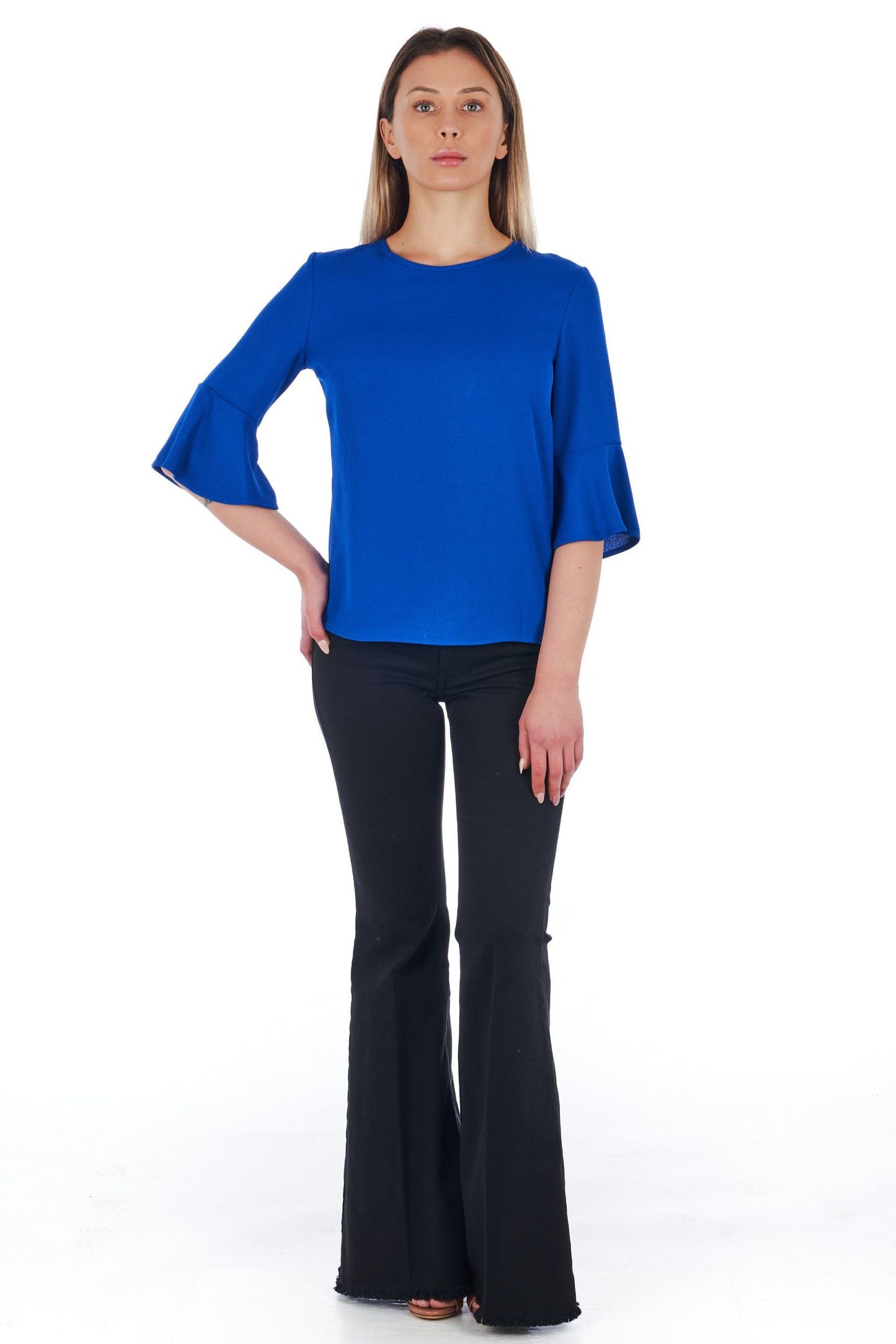 Blue Polyester Women Shirt