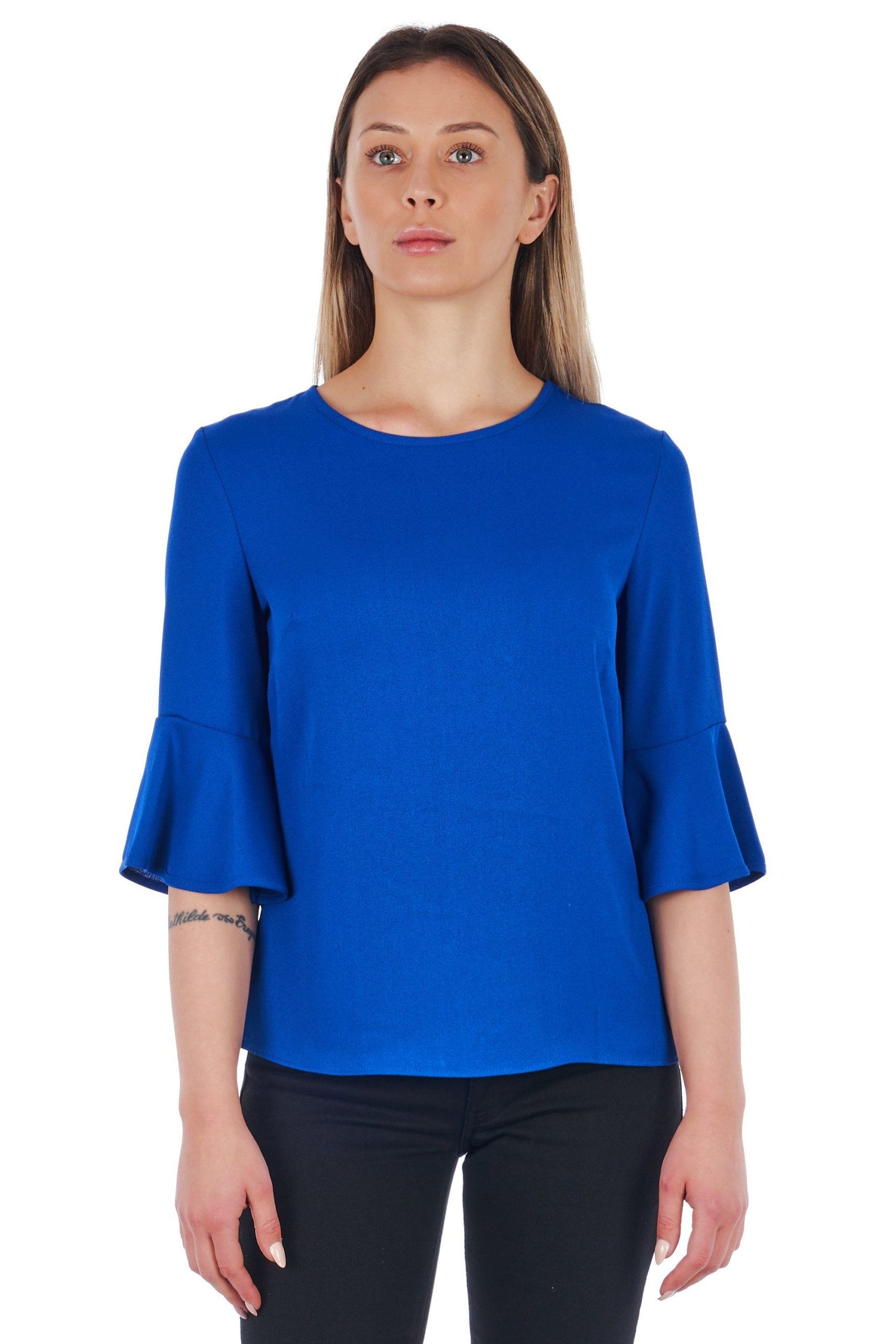 Blue Polyester Women Shirt