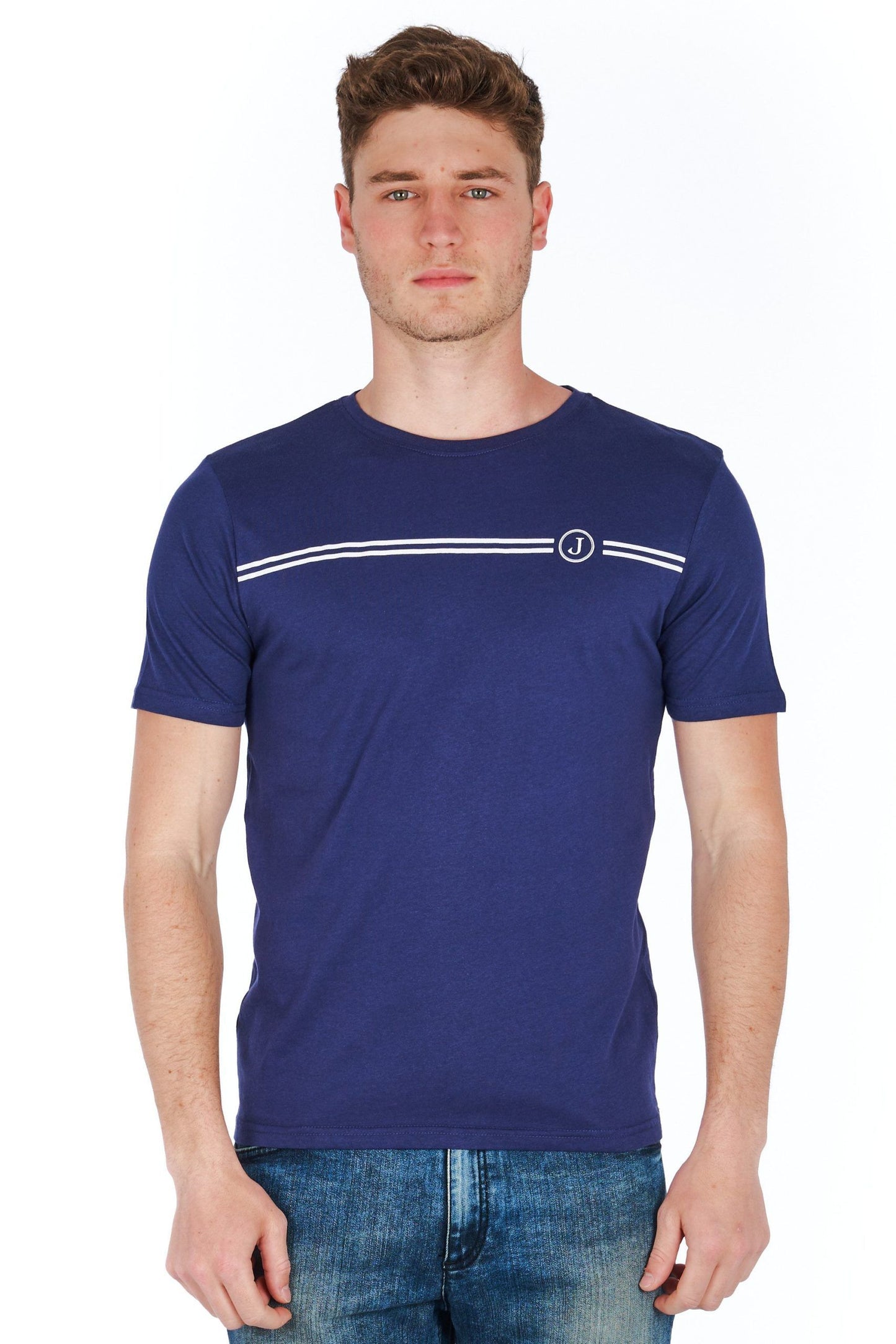 Blue Cotton Men T-Shirt