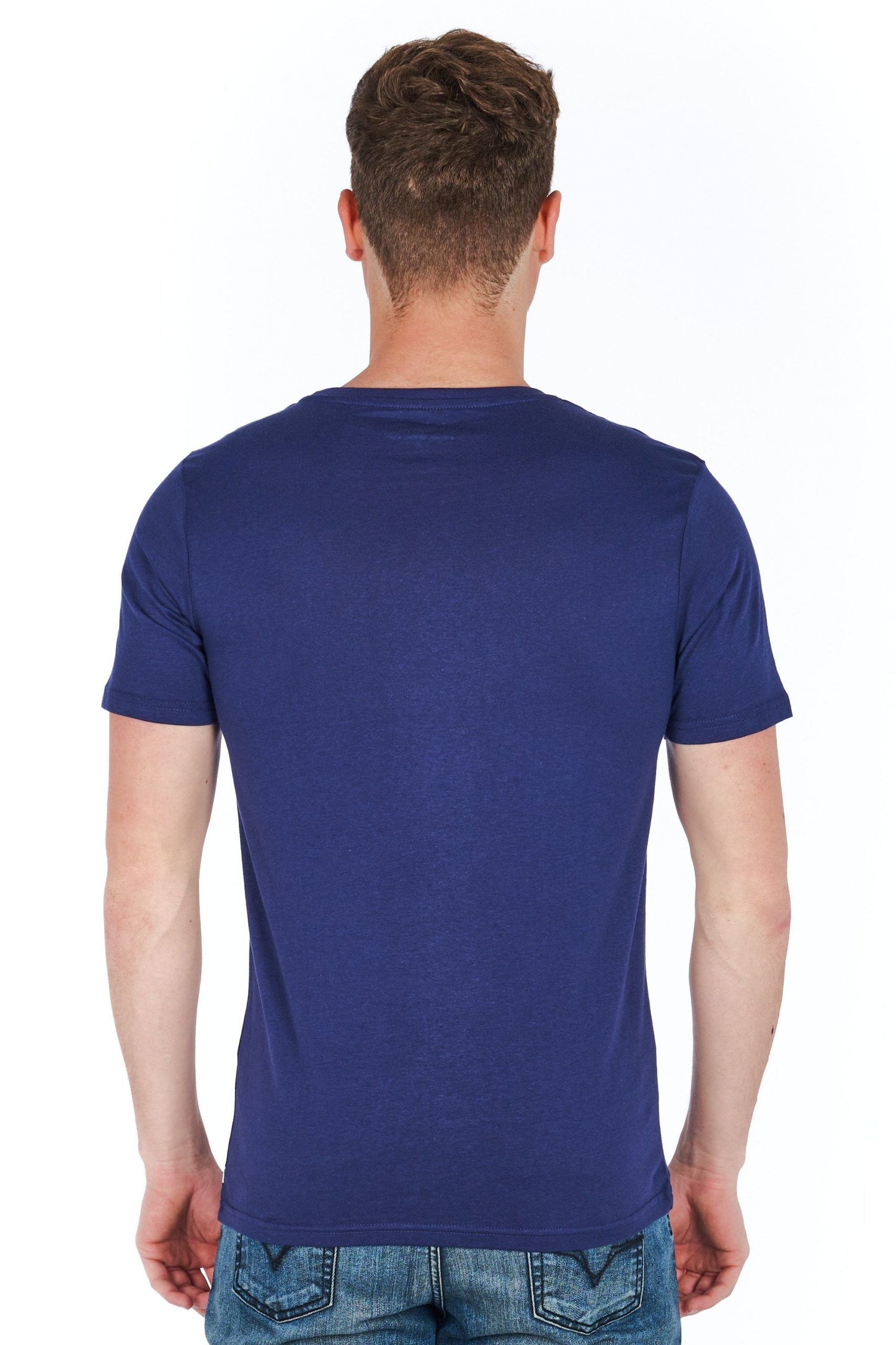 Blue Cotton Men T-Shirt