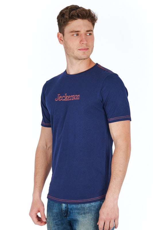 Blue Cotton Men T-Shirt