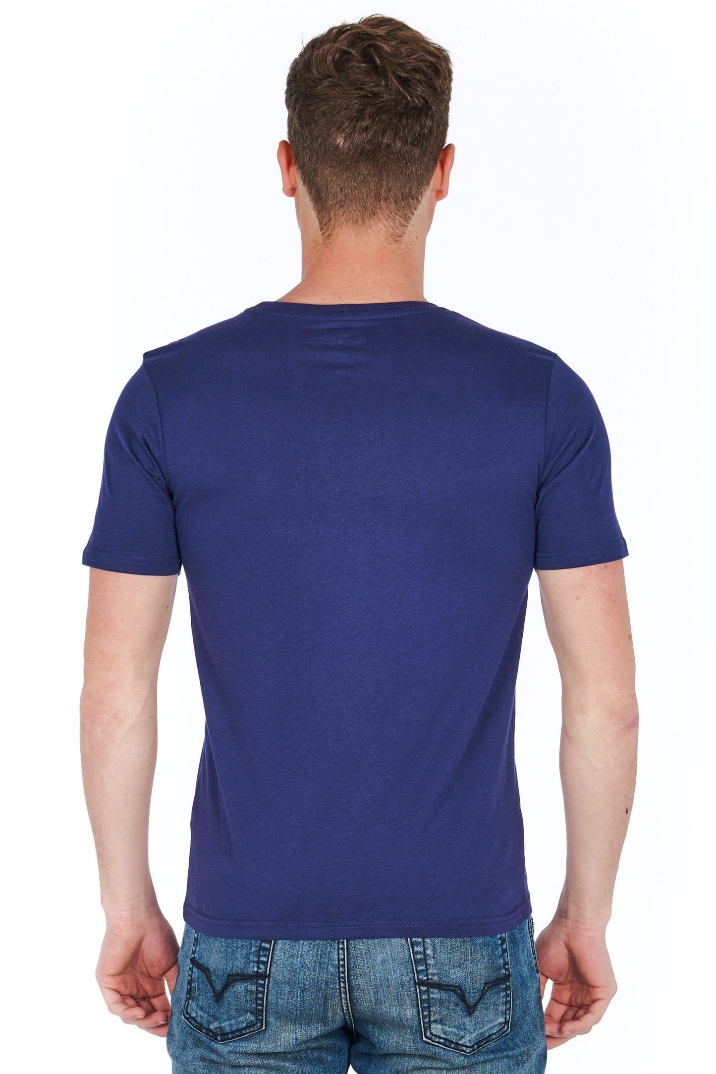 Blue Cotton Men T-Shirt