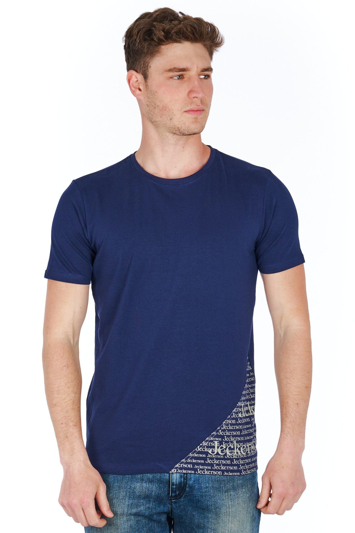 Blue Cotton Men T-Shirt