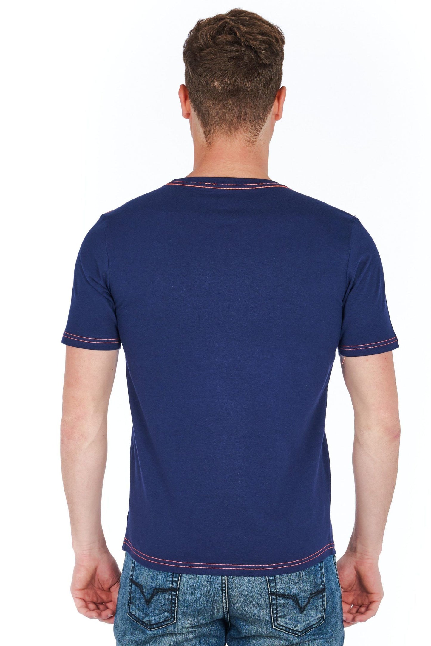 Blue Cotton Men T-Shirt